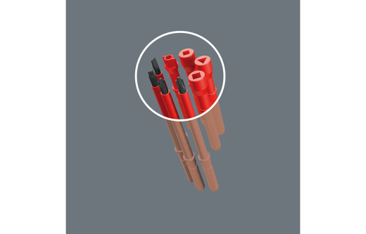 WE-059030	Kraftform Kompakt VDE 17 Universal 1 Набор насадок с 2 отвёртками-битодержателями, 17 пр.
