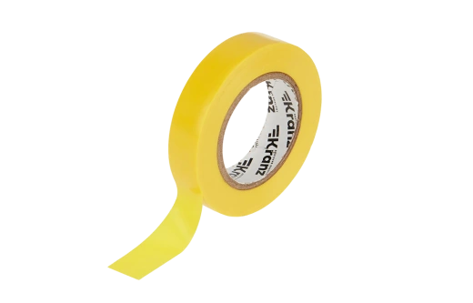 KR-09-2602 Изолента ПВХ KRANZ 15 мм х 20 м, желтая, упаковка 10 роликов