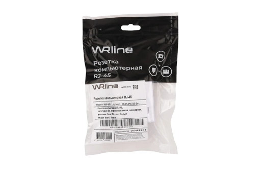 WRline WR-WS-8P8C-C5E-SH-1 Розетка компьютерная RJ-45, категория 5e, экранированная, одинарная, внешняя, Dual IDC, цвет белый