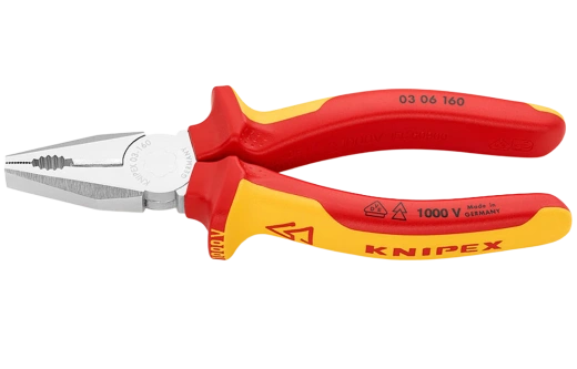 KN-0306160 Плоскогубцы комбинированные VDE, 160 мм, хром, 2-комп диэлектрические ручки