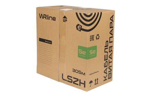 WRline WR-UTP-4P-C5E-L-LSZH-GY Кабель витая пара, неэкранированный U/UTP, категория 5e, 4 пары (0.48 мм), одножильный, внутренний, LSZH, нг(A)-HF, серый, 305 м