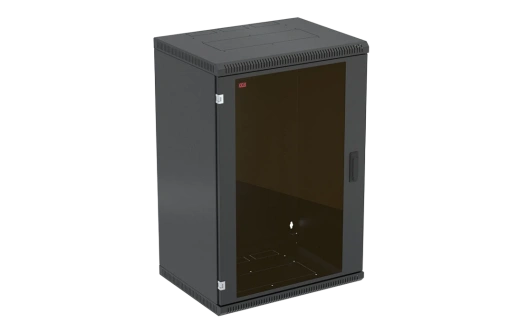 Шкаф телекоммуникационный настенный разборный черный 19”,18U(600x650), ШТ-НСр-18U-600-650-С-Ч дверь стекло ССД