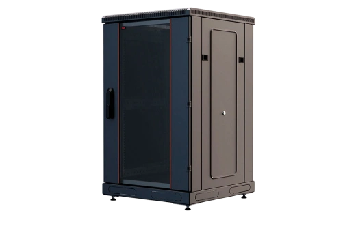 Шкаф телекоммуникационный напольный 19",18U(600x1000), ШТ-НП-М-18U-600-1000-С-Ч, передняя дверь стекло, черный ССД