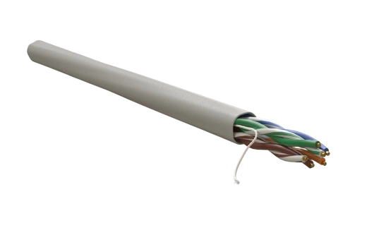 WRline WR-UTP-4P-C5E-LSZH-GY Кабель витая пара, неэкранированный U/UTP, категория 5e, 4 пары (0,50 мм), одножильный, внутренний, LSZH, нг(A)-HF, серый, 305 м