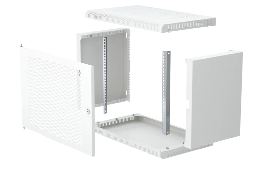 Шкаф телекоммуникационный настенный разборный 19”,9U(600x350), ШТ-НСр-9U-600-350-П дверь перфорированная ССД