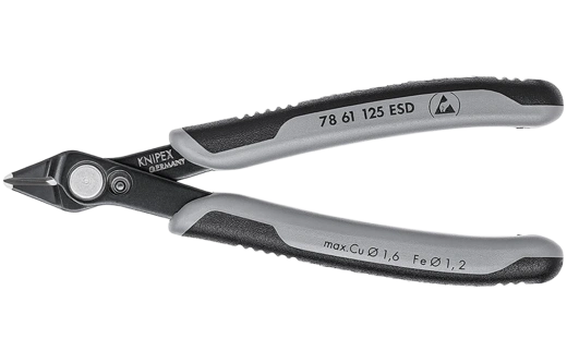 KN-7861125ESD	Electronic Super Knips® Бокорезы прецизионные ESD, для реза оптоволокна, нерж., 125 мм, 2-комп антистатические ручки
