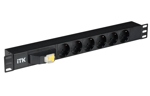 PH21-6D3 ITK PDU 6 роз. нем. ст. с автом.10А 1U, вх.С14 без каб. чер.