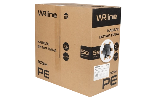 WRline WR-FTP-4P-C5E-PE-BK Кабель витая пара, экранированный F/UTP, категория 5e, 4 пары (0,50 мм), одножильный, внешний, PE, черный, 305 м