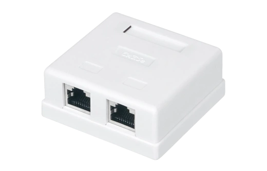 WRline WR-WS-8P8C-C5E-SH-2 Розетка компьютерная RJ-45, категория 5e, экранированная, двойная, внешняя, Dual IDC, цвет белый