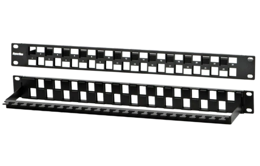 Hyperline PPBL3-19-24S-RM Модульная патч-панель 19", 24 порта, Flat Type, 1U, для модулей Keystone Jack, с задним кабельным организатором (без модулей)