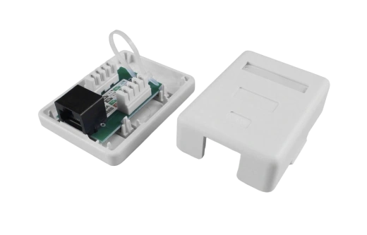 430230 Hyperline SB1-1-8P8C-C5e-WH Розетка компьютерная RJ-45(8P8C), категория 5e, одинарная, внешняя, Dual IDC