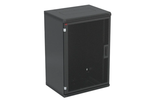 Шкаф телекоммуникационный настенный разборный черный 19”,18U(600x350), ШТ-НСр-18U-600-350-П-Ч дверь перфорированная ССД