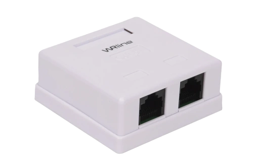 WRline WR-WS-8P8C-C5E-2 Розетка компьютерная RJ-45, категория 5e, неэкранированная, двойная, внешняя, Dual IDC, цвет белый