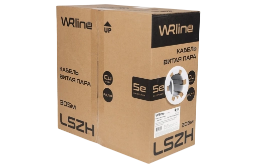 WRline WR-FTP-4P-C5E-LSZH-GY Кабель витая пара, экранированный F/UTP, категория 5e, 4 пары (0,50 мм), одножильный, внутренний, LSZH, нг(A)-HF, серый, 305 м