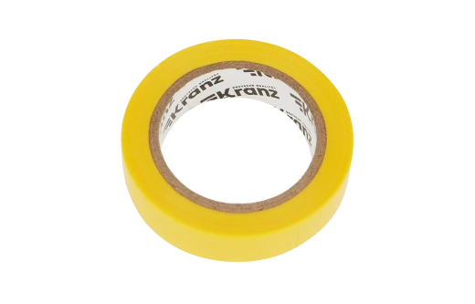 KR-09-2002 Изолента ПВХ KRANZ 0.13х15 мм, 10 м, желтая упаковка 10 роликов