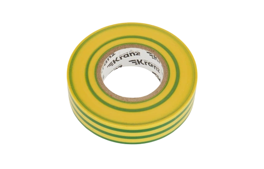 KR-09-2807 Изолента ПВХ KRANZ профессиональная, 0.18х19 мм, 20 м, желто-зеленая упаковка 10 роликов