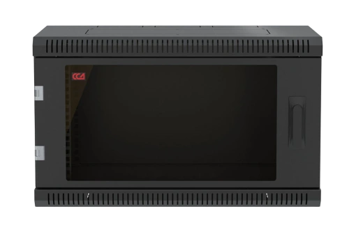 Шкаф телекоммуникационный настенный разборный черный 19”,6U(600x650), ШТ-НСр-6U-600-650-С-Ч дверь стекло ССД